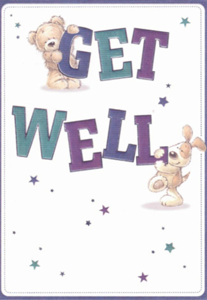 Full of gentle reassurance and local character, this get well card is illustrated with such care that each detail feels handpicked for someone recovering in Harold Hill. At its centre, a friendly teddy bear and a spry puppy-both rendered with irresistibly soft fur and lively, floppy ears-seem to dance among a sprinkle of luminous stars. The confident, oversized 'Get Well' message glows with aquas and purples, grounding the cheerful design in a sense of optimism. Their playful warmth is much like the support shared at bustling Romford Market or during courtyard chats along Petersfield Avenue. Every element-the plush textures, sparkling starlight, and confident typography-creates a tactile, almost tangible comfort, recalling the feeling of holding a fresh bouquet from a local florist. Paired with a delivery of blooms, the card's positive spirit offers a tangible lift, wrapping the recipient in the very atmosphere of Harold Hill's kind community. It's the sort of card that bridges distance with kindness, bringing heartfelt wishes straight to your loved one's side.